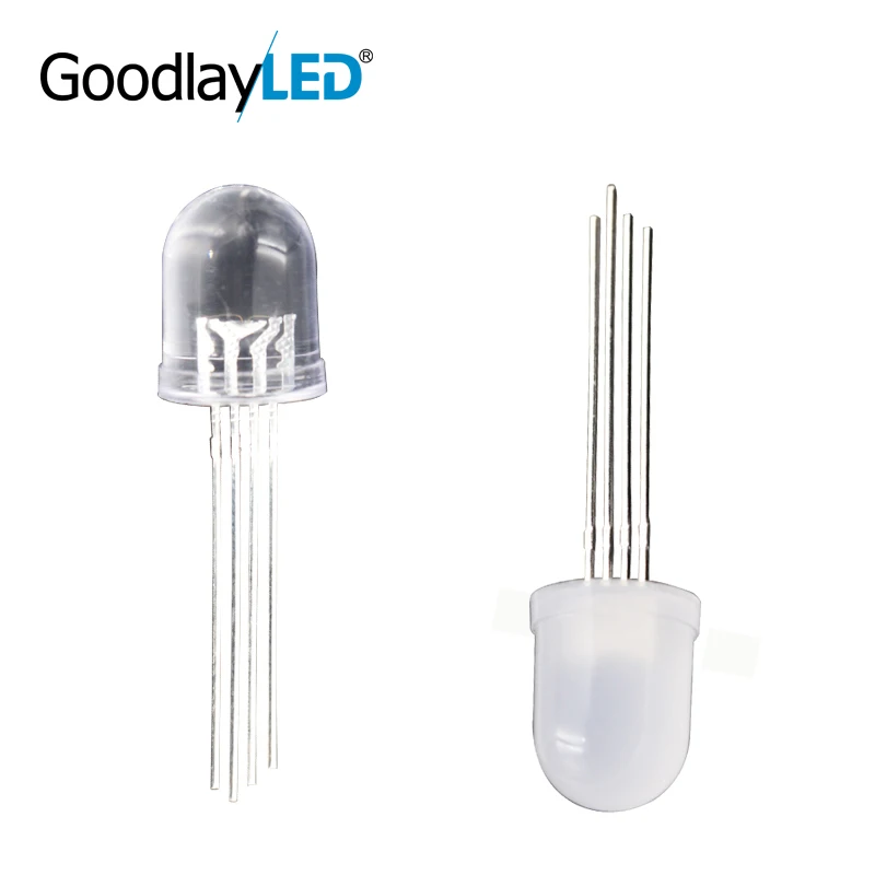 Round 10mm full color RGB clear common yin and yang four-foot Round LED light-emitting diode (250pcs/bag)