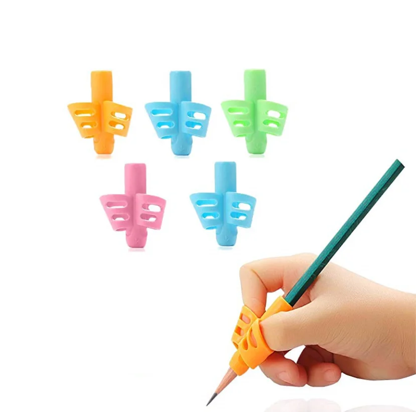 Baby Two-Finger Grip Learning Writing Pen Kids Writing Silicone Orthotics Tools 
