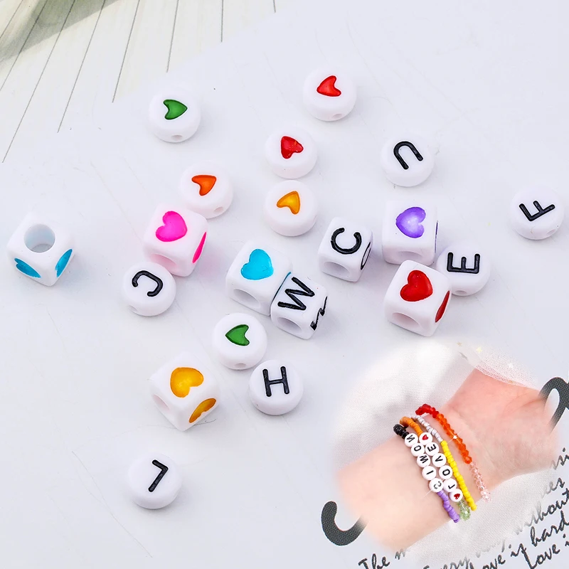 

100pcs Mixed Square Vertical Flat Acrylic Plastic Alphabet Letter Beads Quality Round Letter Beads Alphabet for Jewelry Making