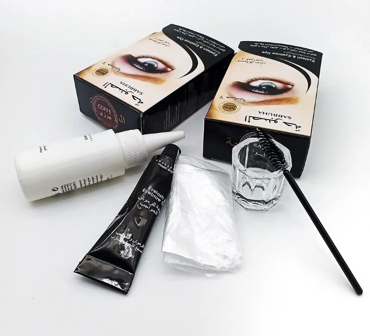 

Professional 3 colors henna semi permanent eyebrow tint dye kit private label Instant peel off eyebrow eyelash tint dye