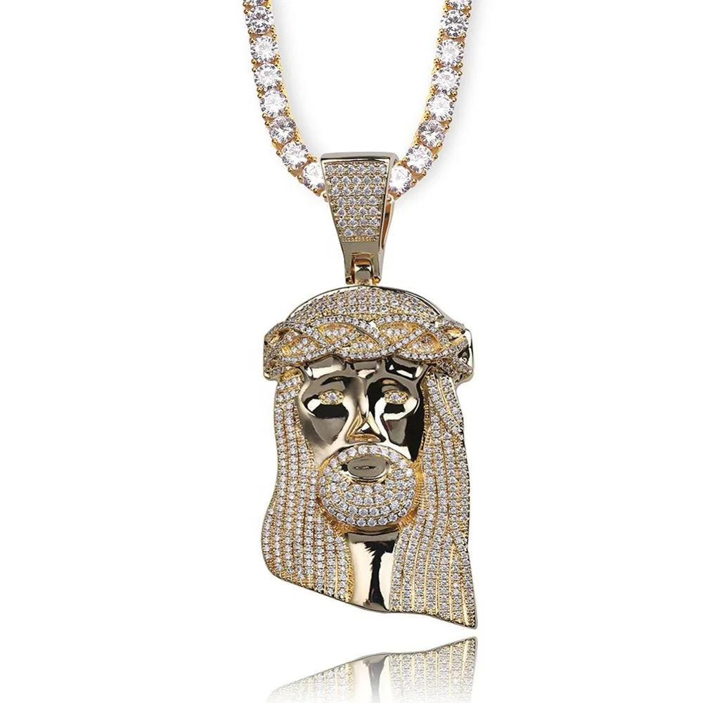 

Bling Iced Out Big Jesus Pendant 80mm with Necklace White Gold Color Cubic Zirconia for Men Hip Hop Pendant Jewelry Gift Rock, Silver,gold