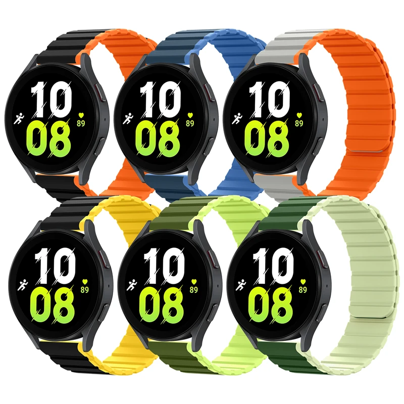 

2023 New 20mm 22mm SmartWatch Watchband Strap Magnetic Rubber Silicone Silicon Smart Watch Band For Samsung Galaxy Watch 5 4 3