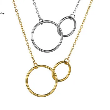 

Simple Stainless Steel Necklace Design Circle Pendant Chain Necklace For Women Jewelry, Red,pink,purple,green