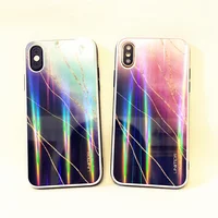 

UNIMOR new custom tpu pc acrylic cell phone case for iphone x/xs shiny blue light aurora holographic gradient phone case