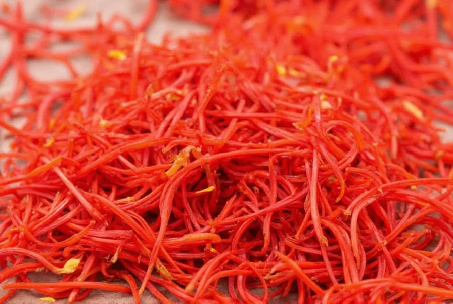 Nahaufnahme der Crocus sativus-Blüte mit den roten Narben