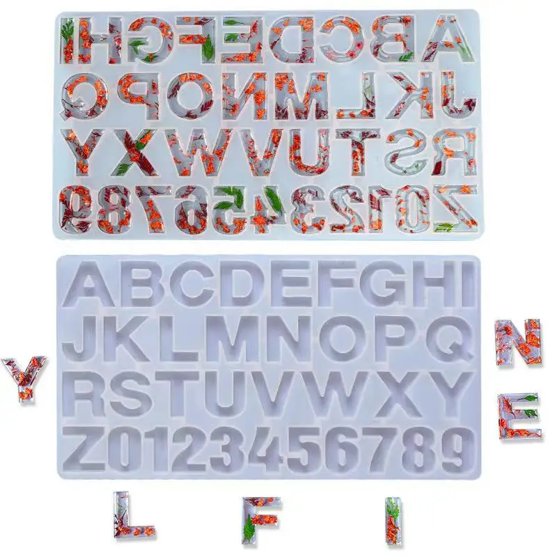 

M132 Letter Number Alphabet DIY Silicon Casting Mold Personalized Keychain Jewelry Pendant silicone resin molds, Customized color