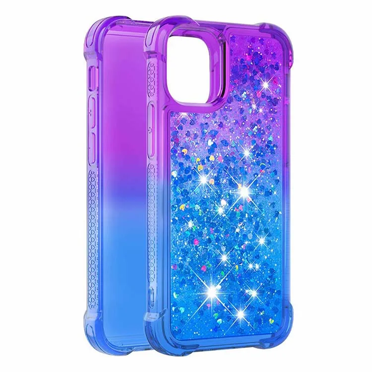 

Shockproof Gradient Color Sparkle Glitter Flowing Liquid Sand Quicksand Phone Case For iPhone 12 Pro 12 11 Pro Max Back Cover