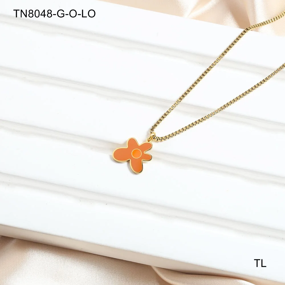 

Manufacturer custom jewelry high quality 18k gold plated stainless steel flower necklace gold jewelry 18k