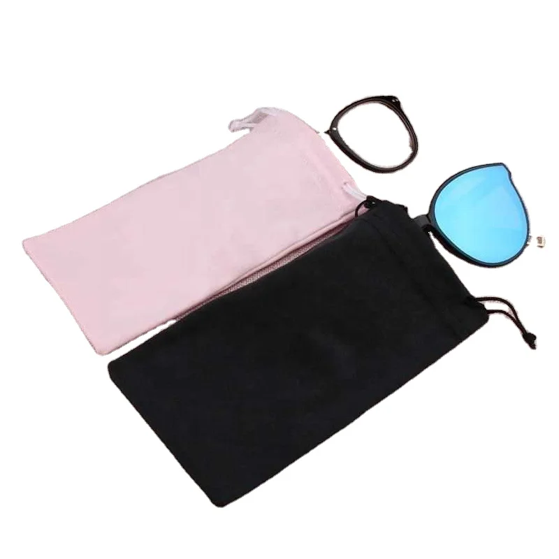 

Wholesale Ready to ship 9*18cm colorful soft drawstring pouch bag custom microfiber sunglasses bags