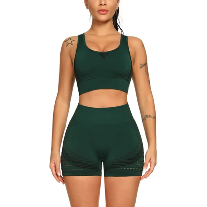 

New Womens Two Piece Sets Sleeveless Tracksuit Leggings Yoga Set Sport Bra Push Up Pants Stretch Leggings Gym Fitness, As the photos shown