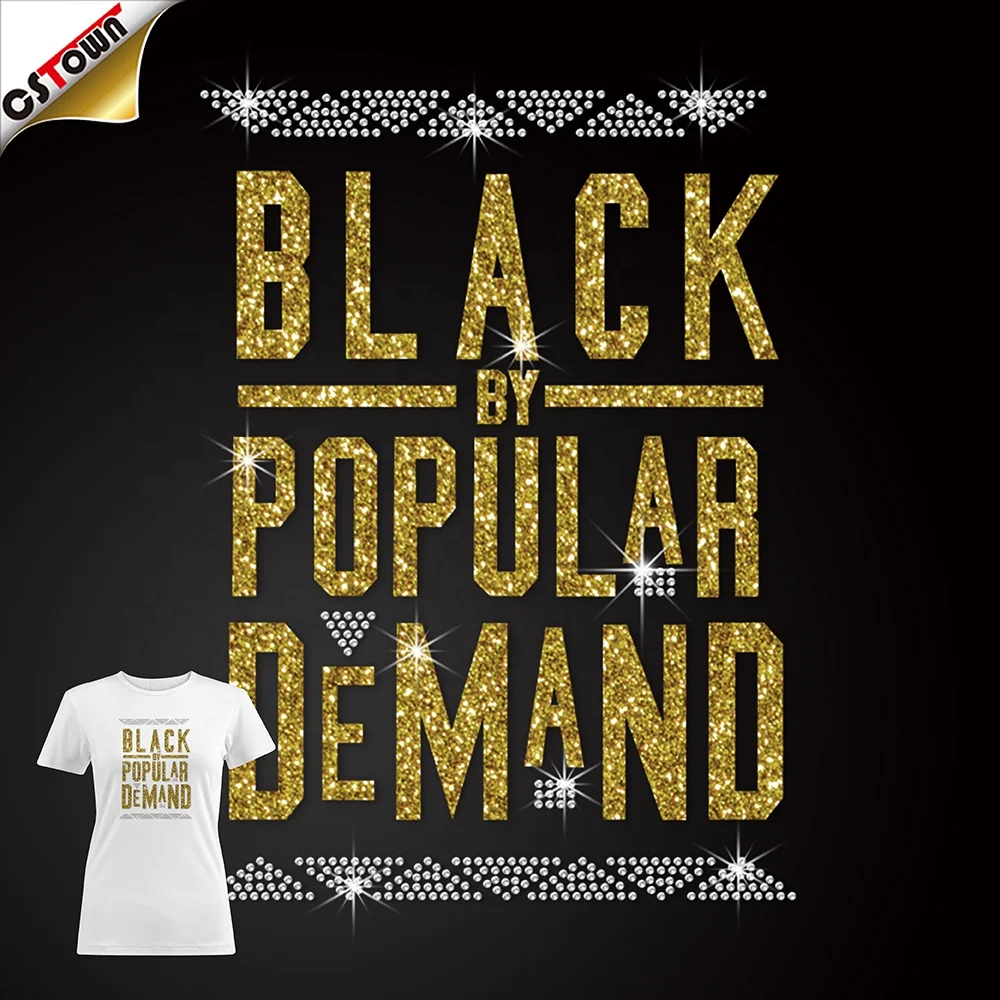 

Glittering Black By Popular Demand Rhinestone Iron on Transfer