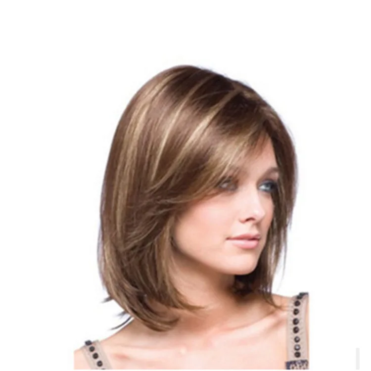 

10 Inches Synthetic European And American Women'S Fashion Dyed Short Straight Hair Chemical Fiber Headgear Wigs