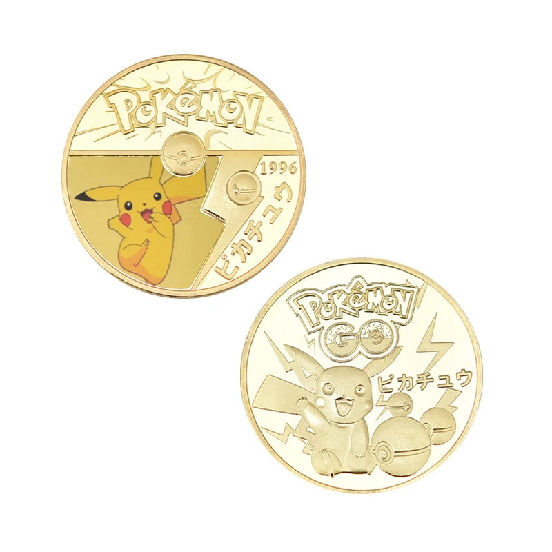 Monnaie de Pokemon Dorées Edition 25 Anniversaire Pokemon Monnaie gravé au Laser avec Motif 3D pour Enfants et Adultes Articles de collectionneurs m4586 Métal Golden Coin.