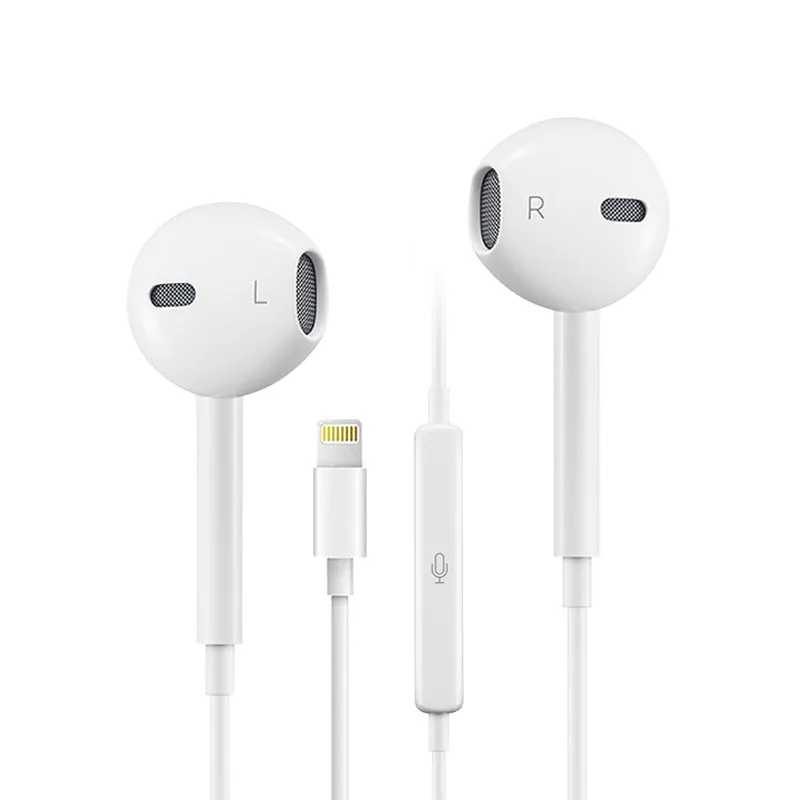 

original blue tooth earphone lightning port with mic for apple lightning connector earbuds headphone for iphone 7 8 x xr, White