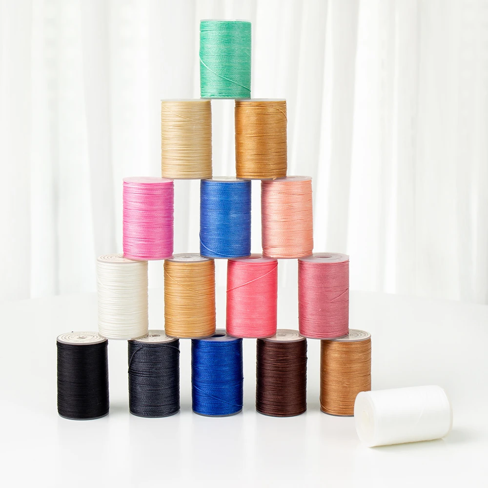 

Factory Supplier Wholesale Colorful 160m Round Wax Coated Polyester Thread For Sewing Leather Cord Bracelets, 63 colors