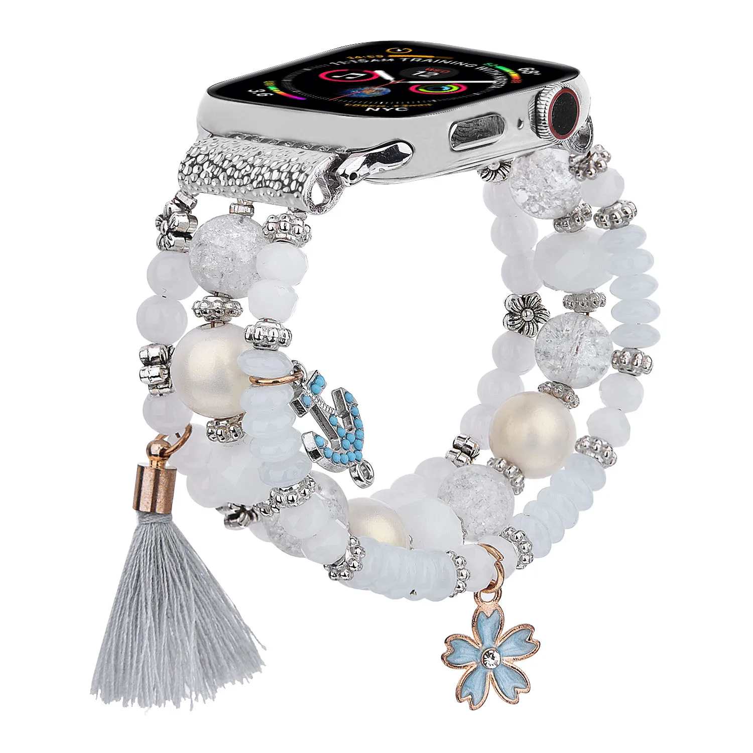 Women Designers Beaded Watch Band For Apple Watch Band Charm Elastic Luxury Pearl Strap For Iwatch Series 6 5 4 3 Se 38mm 40mm Buy For Apple Watch Band For Apple Watch