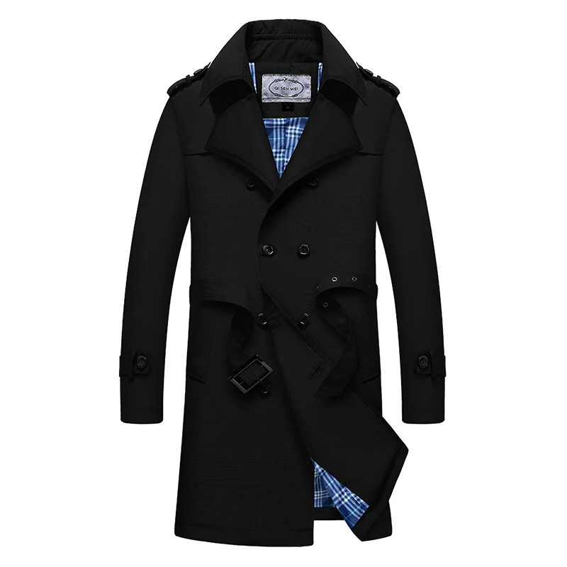 

Trench Coat Men Classic Double Breasted Mens Long Coat Mens Clothing Long Jackets & Coats British Style