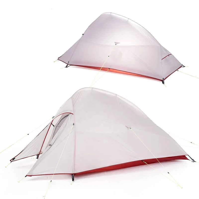 

High Outdoor Double Layer Camping Tent 2 Man Tents With Best Quality, Grey-red