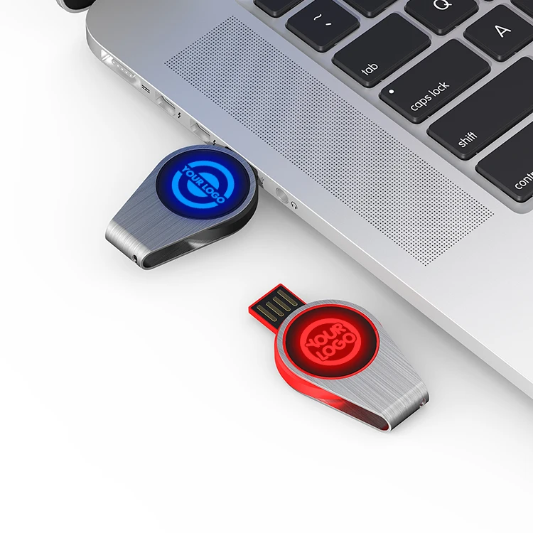 

2023 New Arrival LED Light USB Flash Drive 2.0 3.0 Metal U Disk Customized LOGO Thumb Drive Memory Stick 2GB 4GB 128GB Pendrive