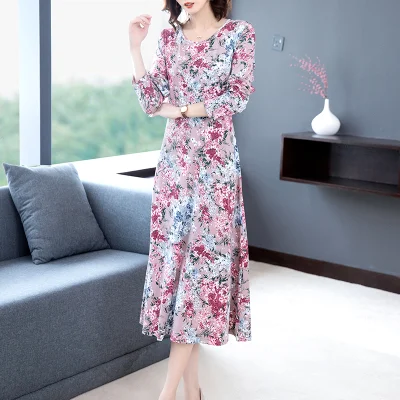 

Fall dresses for women Floral long-sleeved dress temperament girls autumn clothes are thin new Korean dresses women casual