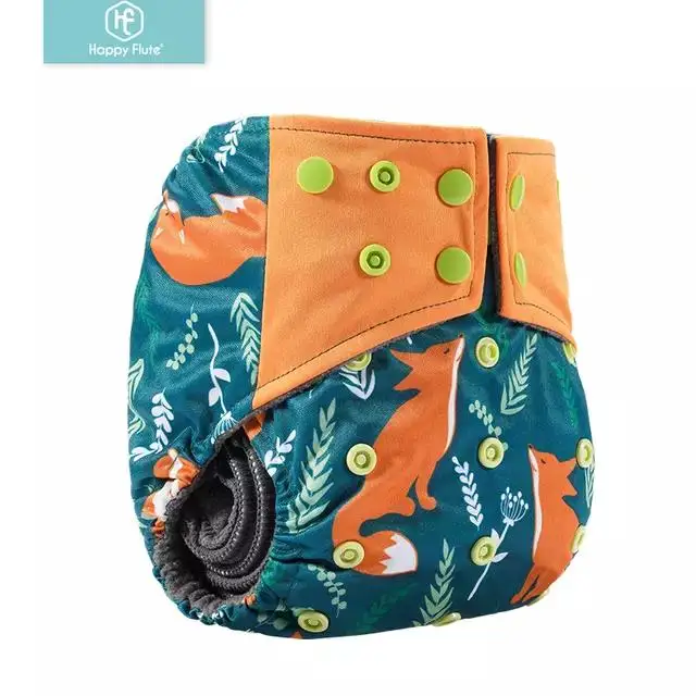 

Happyflute waterproof reusable without insert bamboo charcoal inner custom print pocket cloth diaper manufacturer