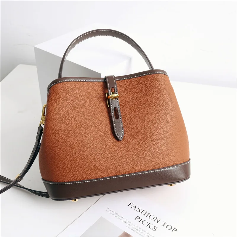 

Leather New Genuine Leather Cowhide Niche Messenger Crossbody Bags Handbags Shoulder Bags Female Wholesale, Brown