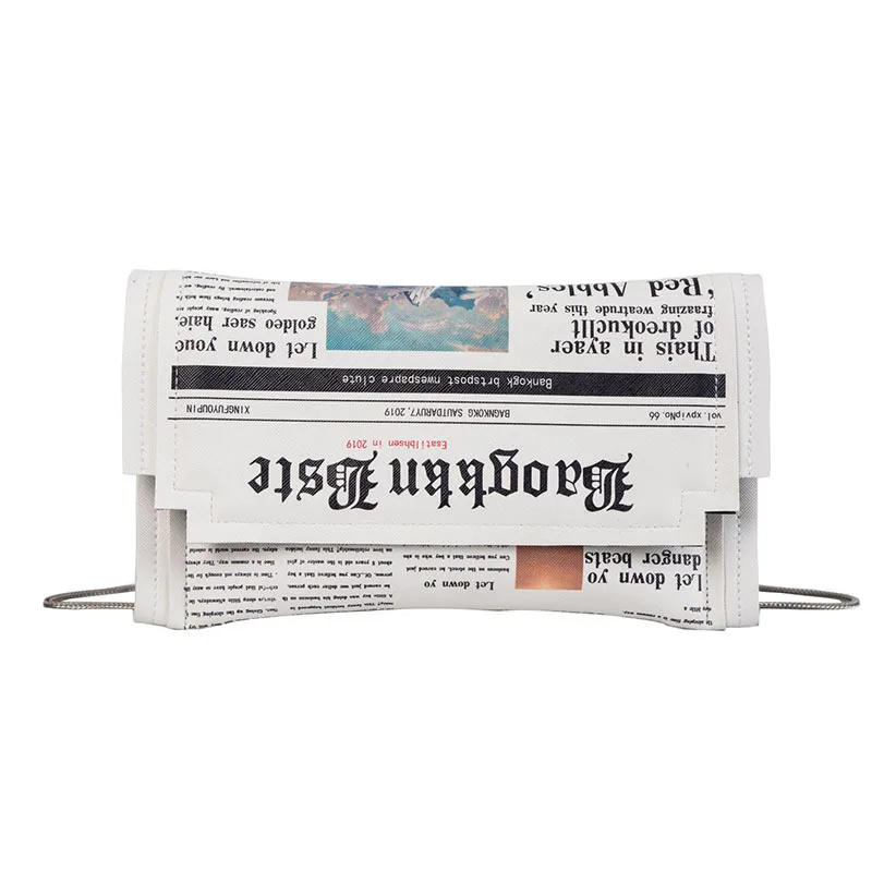 

Hip-pop Style Creative Spoof Crossbody Bags Women Newspaper PU Leather Bag Female Envelope Letters Prints Messenger Bolsa Mujer