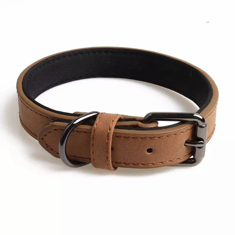 

Hot Sell Metal Buckle Leash Set Western Bark Designer Bark Training Metal Small Leash Stripes Luxury Leather Pets Dog Collar, Grey, blue, red, brown, pink