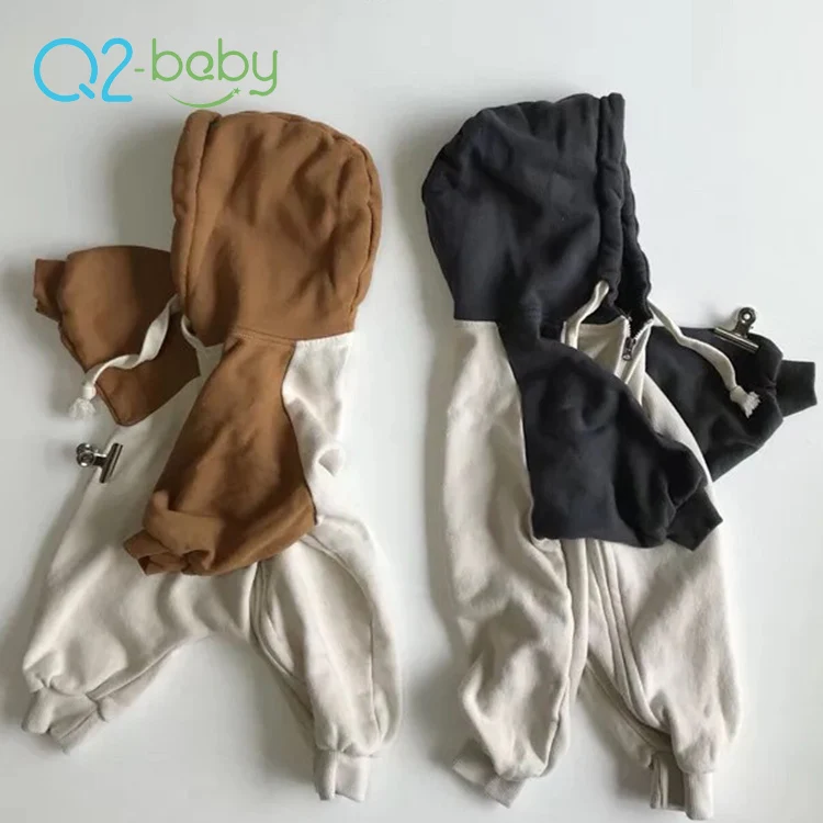 

Q2-baby Winter Warm Cotton Long Sleeve Hooded Newborn Sweatshirt Baby Rompers