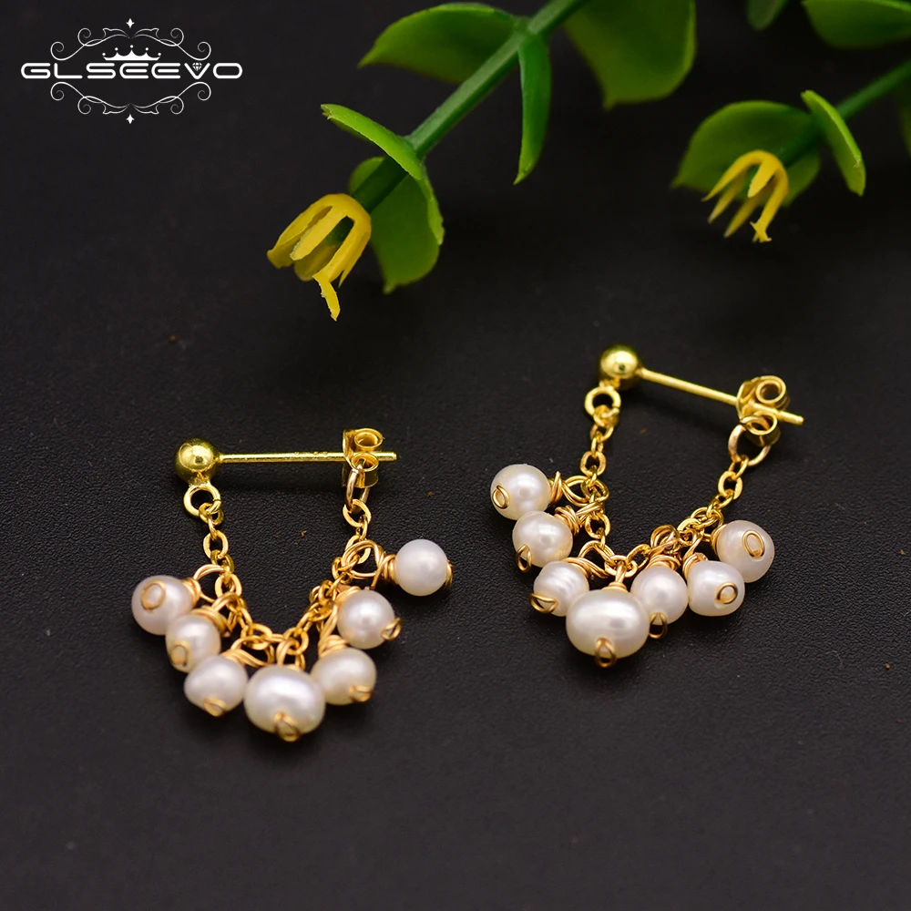 

925 Sterling Silver Natural Freshwater Pearl Earrings For Women Party Earrings Fine Jewelry earrings bulk