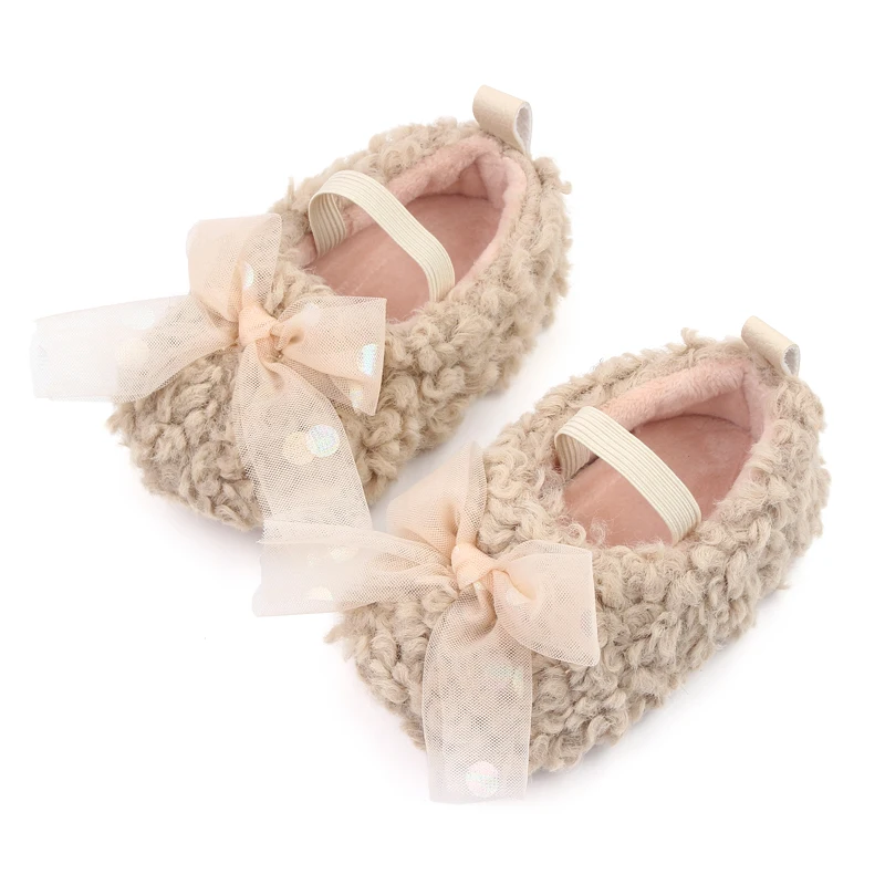 

Winter 0-18 months princess shoes plush beautiful warm baby walking shoes