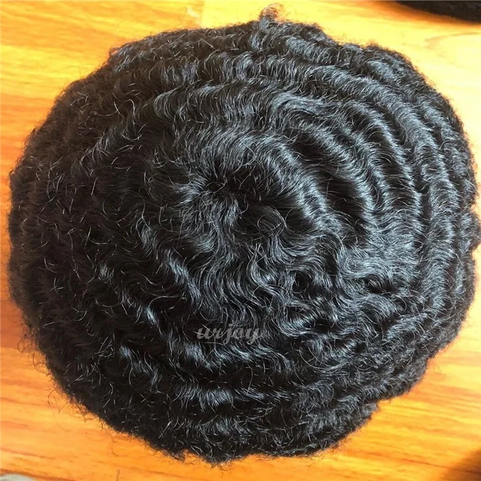 

8mm 10mm afro wave men toupee human hair 360 wave hair systems human hair afro man weave