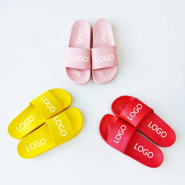 

Factory PVC Slides Custom Logo Customized female Fancy Rubber Slippers Summer Custom Logo Slides With logo for girls
