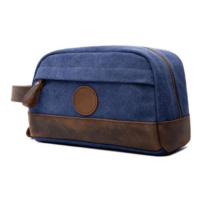 

Top Selling Products High Quality Double Zipper Embroidered Extra Large Canvas best hanging mens travel toiletry kit bag