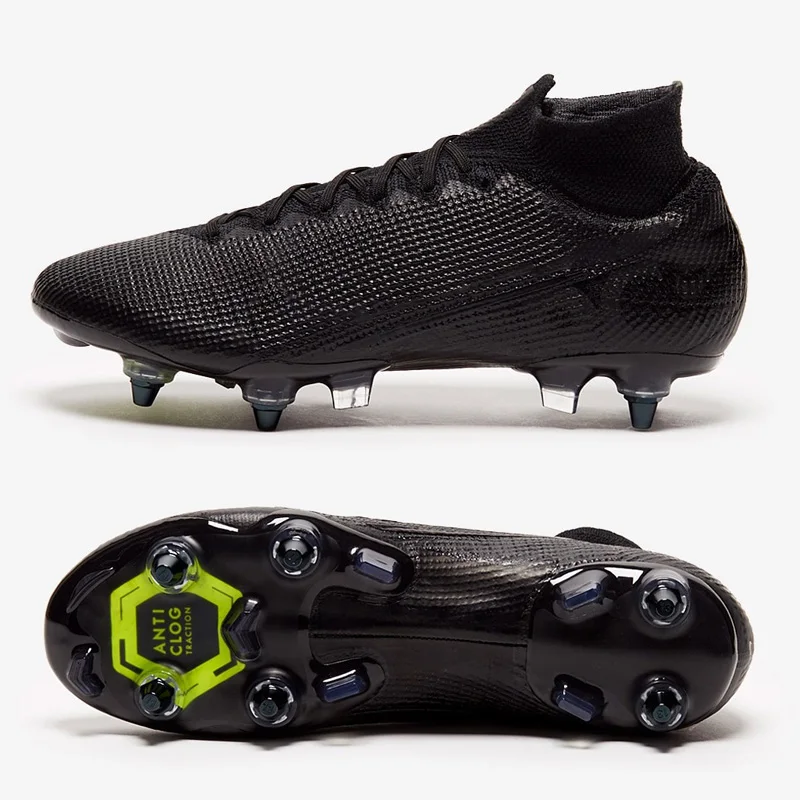 

New arrival popular SG football boots outdoor training shoes for men cheap sport cleats high quality ankles protected, Black