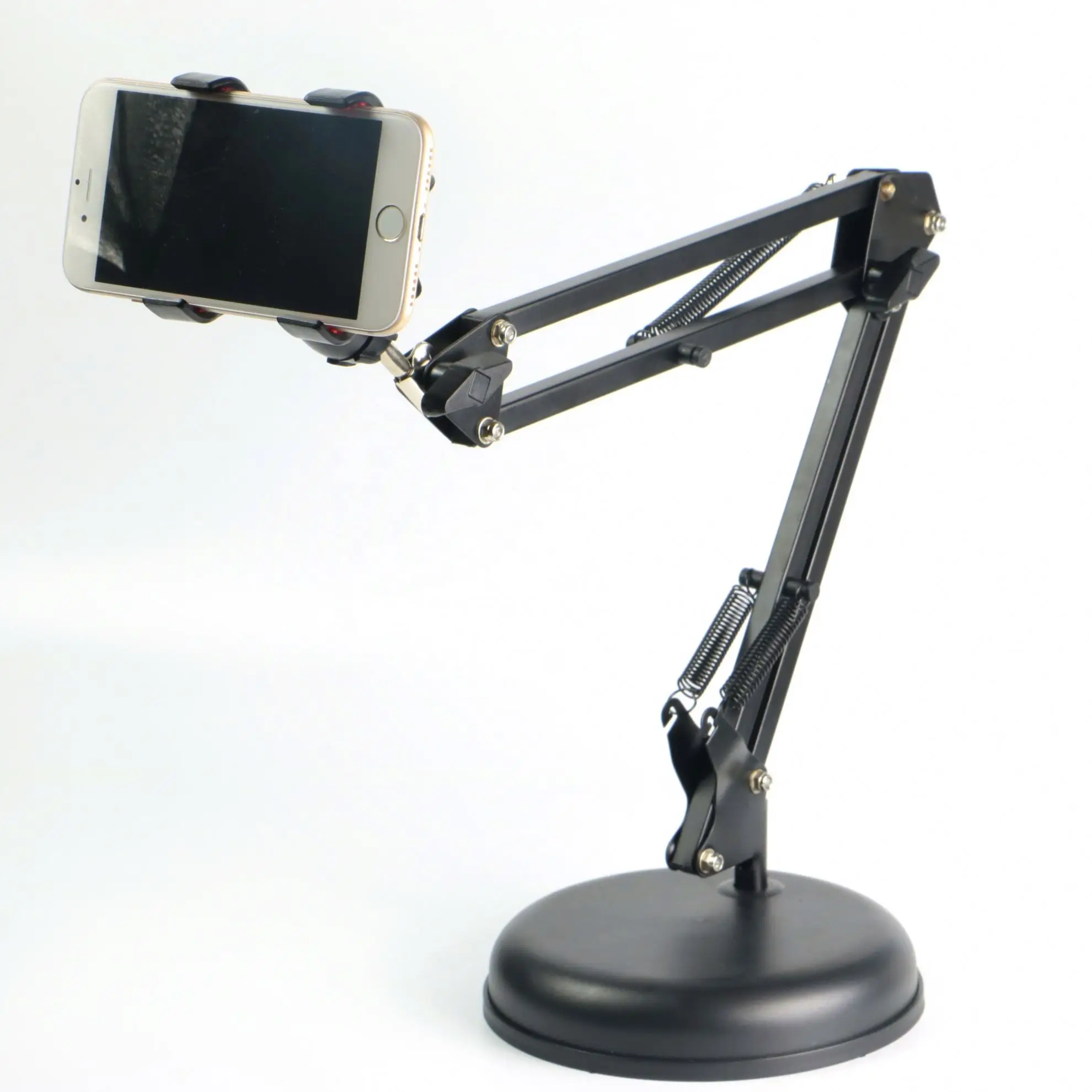 

Factory Wholesale desktop Mobile Phone Metal holder Cell Phone smartphone arm Stand, Black