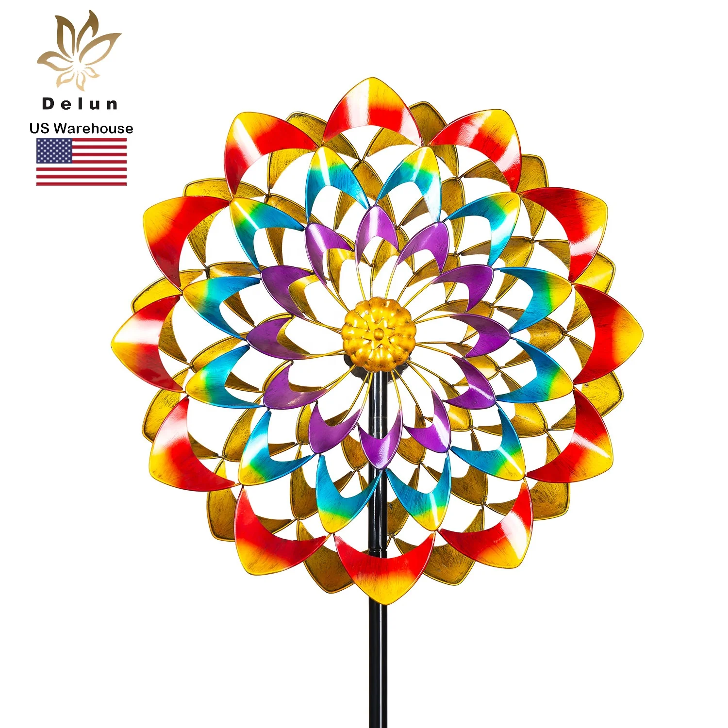 

Garden Ornaments Colorful Large Metal Windmill Wind Spinner Outdoor for Yard