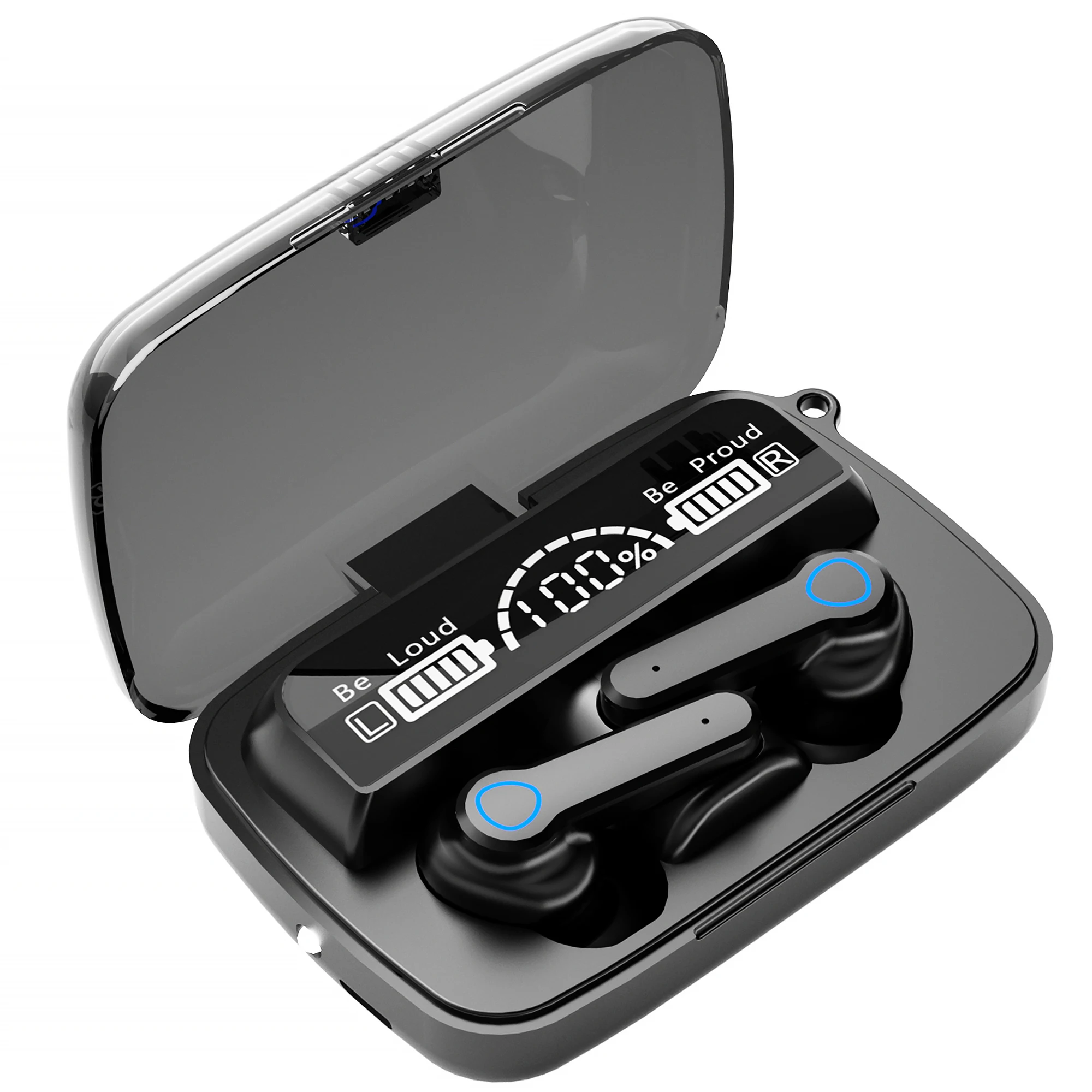 

New 2 in 1 led display powerband bt 5.0 stereo waterproof wireless earphone earbuds m19