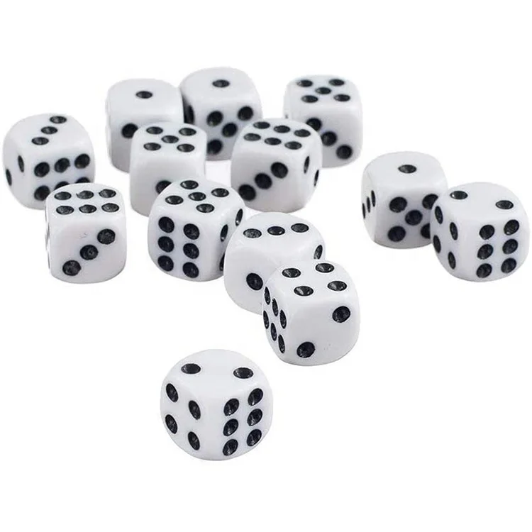 

Home Entertainment Games Minute To Win It Board Game 16mm Square White Acrylic Dice, Black, white