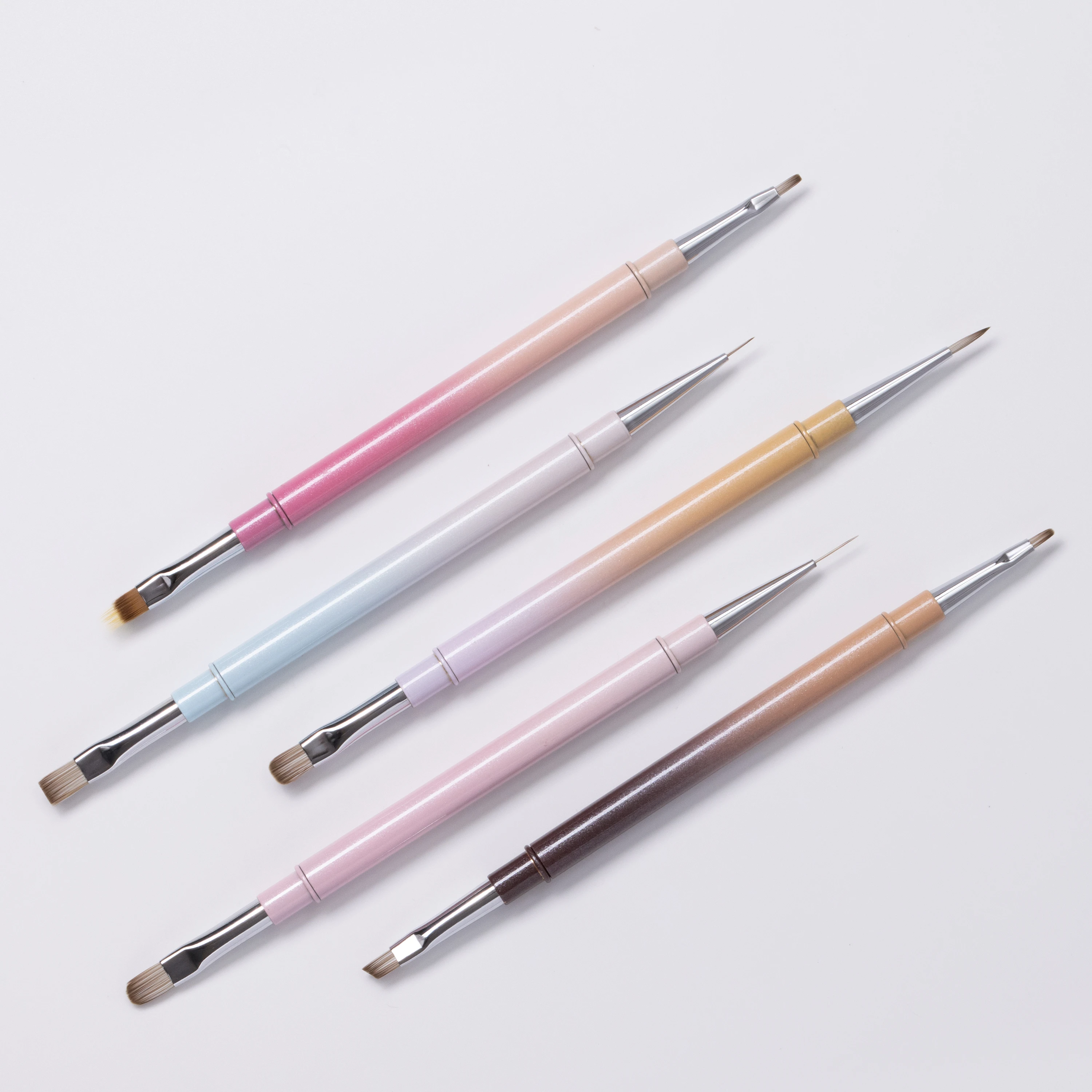 Professional Baowang UV Gel Liner Nail Art Brush Set Double-Headed with Metal Handle Nylon Hair Easy Apply Portable OEM Accepted