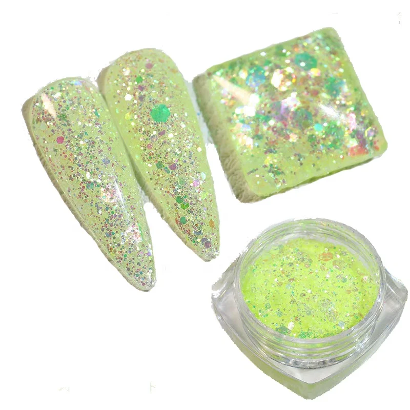 

2022 New 6 Colors Reflective Holographic Nail Glitter Super Shining Crystal Diamond Nail Powder Set 3D Nail Art Sequins Glitter