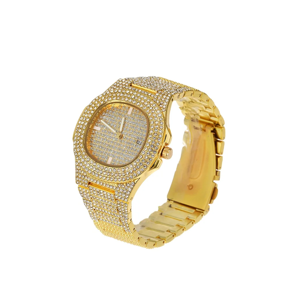 

Personality Diamond Starry Hip Hop Watch Fashion Hot Sale Big Dial Trendy Men's Watch Luxury Gold Watch