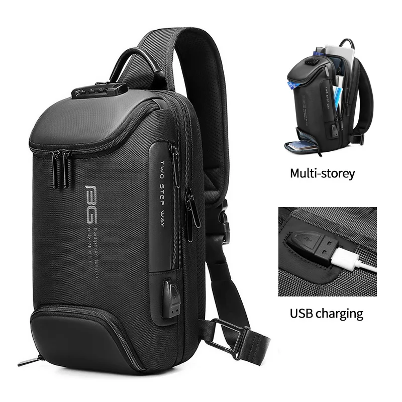 Factory Hot Sell Wholesale Fashion Anti Theft Men Custom Waterproof Shoulder Crossbody Chest Sling Bag for Men