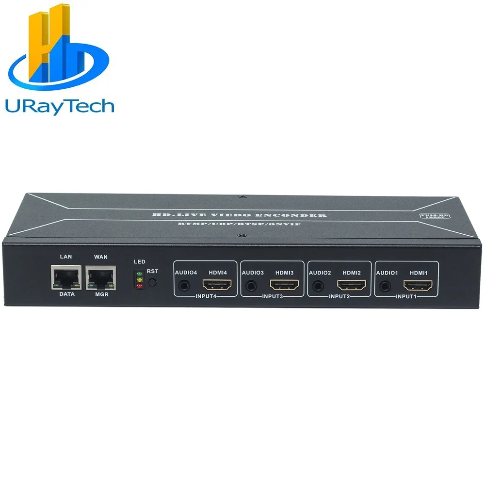 

URay Tech H.265 H.264 HDMI To IP Video Stream Encoder Live Streaming HD Video IPTV Encoder 4 Channels HDMI To RTSP RTMP Encoder