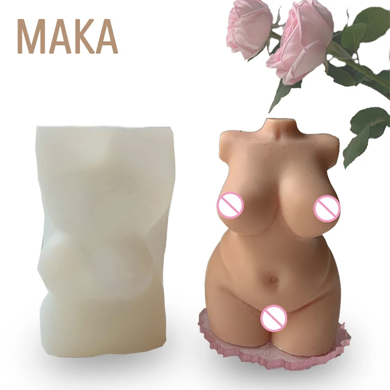 

M419 Large Size 3D Wax Nude Torso Candle Molds Plaster Fat Female Bust Silicone Soya Wax Curvy Plump Woman Body Candle Mould, Stocked