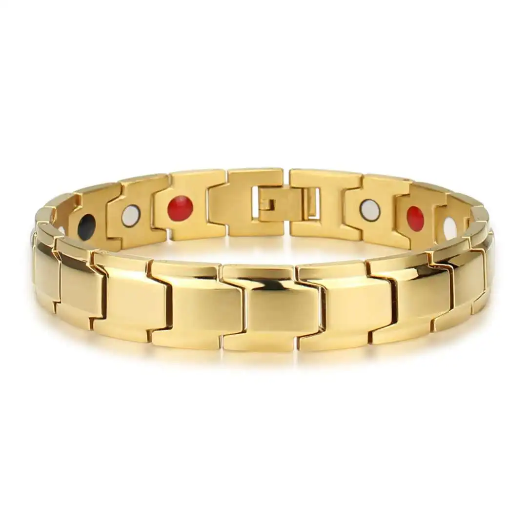 

Stainless Steel Blood Pressure Ion TitaniumTherapy Bracelet Gold Healthy Titanium Steel Men Bracelet, Picture shows