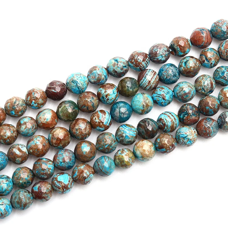 

Factory Price Faceted Blue Flower Pattern Agate Beads High Quality Gemstones for Jewelry Making, Picture
