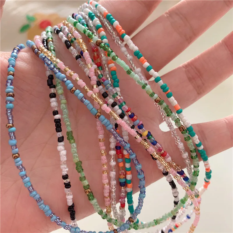 

2022 High Quality Bohemia Style Colorful Beads Simple Necklace For Women Gift