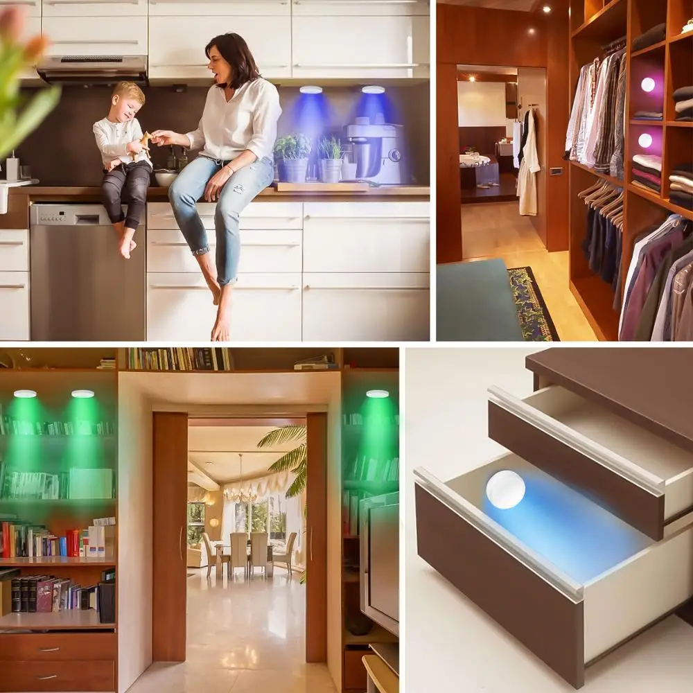 
New Big Round Shape Wireless Battery Powered Dimmable Kitchen Under Cabinet Lighting Led Cabinet Light With Remote Control 