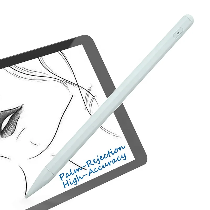 

Metal active stylus pen with palm rejection, White